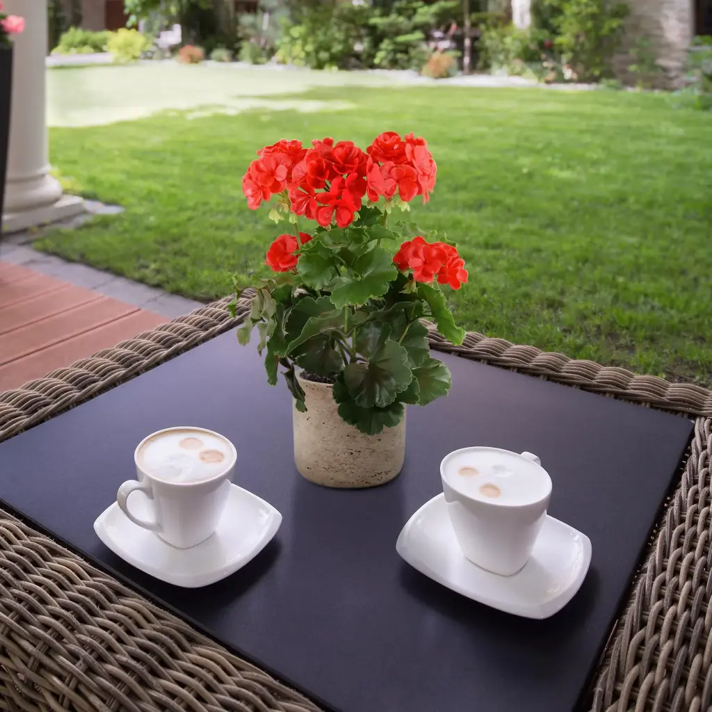 Geranium PL kunstplant 38cm - rood - UV bestendig