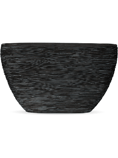 Capi Nature Rib - Planter Oval - Black - 34 cm