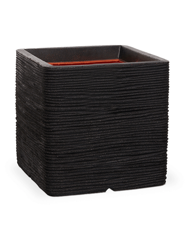 Capi Nature Rib NL - Planter Square - Black - 40 cm