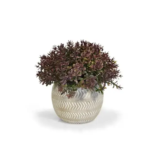 [1-440602] Mini kunst Buxus in potje 14cm - burgundy