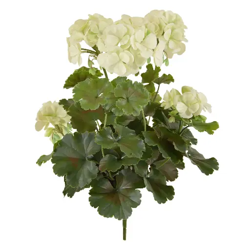 [1-444103UVWI] Geranium PL kunstplant 38cm - creme - UV bestendig