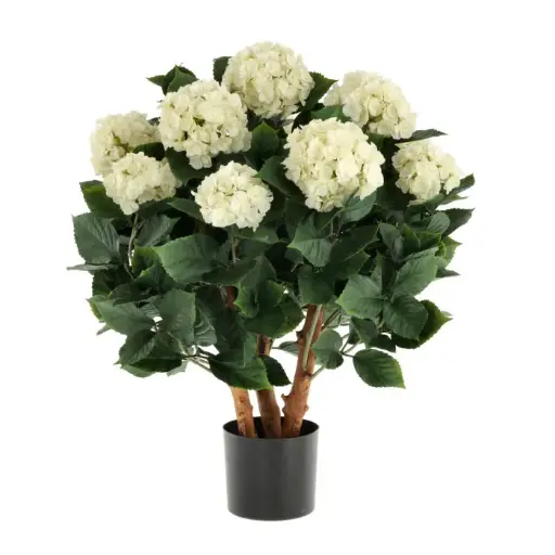 [1-193908UVWI] Hortensia UV Kunstplant Deluxe 80cm Creme