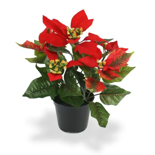 Poinsettia kerstster kunstplant 25cm in pot - rood